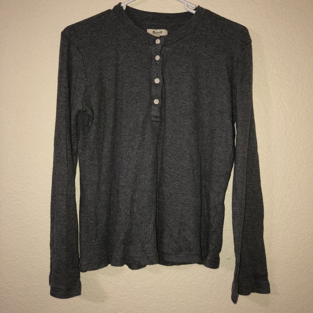 MADEWELL Gray Thermal Knit Long Sleeve Henley S